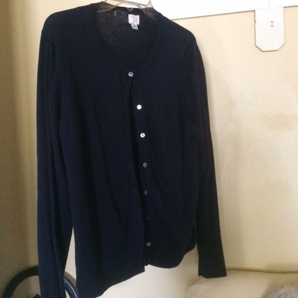 Banana Republic Knit Jacket Navy SzM Collar 4 Button Closure Fitted Pre-Owned - Picture 4 of 12